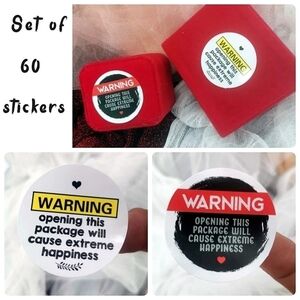 5/$20!! Set of 60 "warning" fun stickers